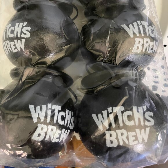 6 Vintage Halloween Blow Mold Candy Mini Container Witch's Brew Cauldron 90's - Picture 3 of 8
